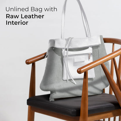 Italian Calf Leather Tote for Women with Zipper, Inner Pocket & Flat Base | Soft Unlined Shopper for Work & Travel