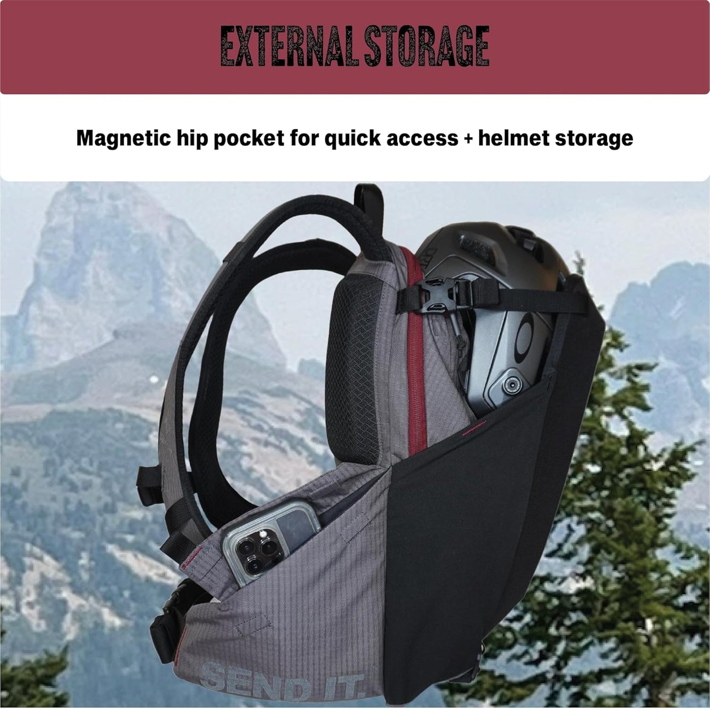 Send It Defender 15 Hydration Backpack - MTB, Moto Bag with Spine Protector for Men and Women. 15L Capacity Mountain Bike Hydration Pack - Mountain Bike Protective Gear – Adjustable Fit for Everyone