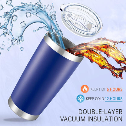 20 oz Tumbler Stainless Steel Tumblers with Lid Double Wall Vacuum Insulated Coffee Mug 20oz Powder Coated Cup for Hot and Cold Drinks, Blue, 1 pack