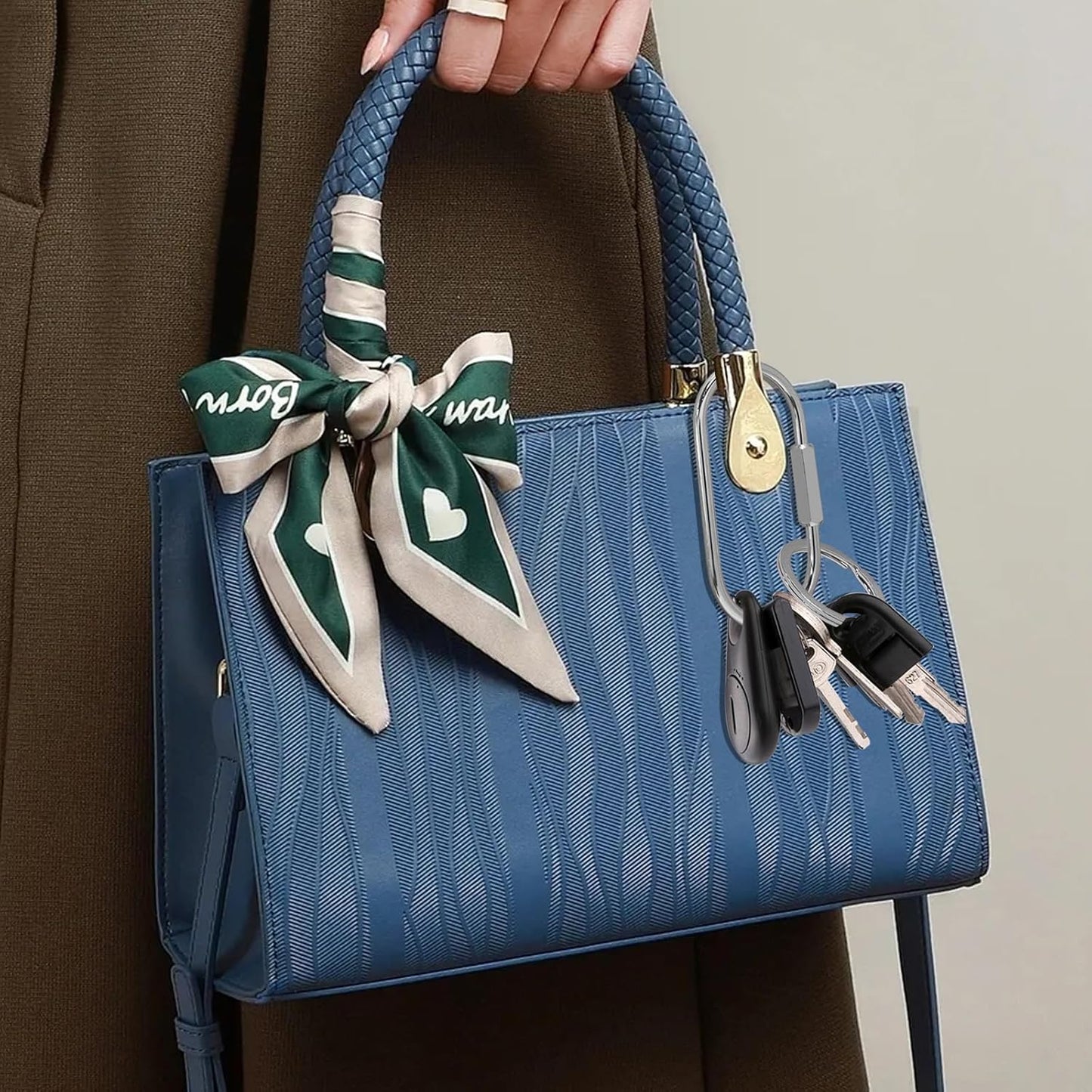 Key Chain, Brass Key Rings 2 Pack Screw Lock Key Organizer with 4 Rings Carabiner Keychain Clip for Men and Women