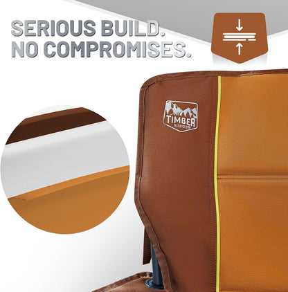 TIMBER RIDGE Oversized Folding Camping Chair for Adults, Support 550 LBS Heavy Duty with Cup Holder Side Pocket for Camp, Lawn, Picnic, Oange, 2 Pack
