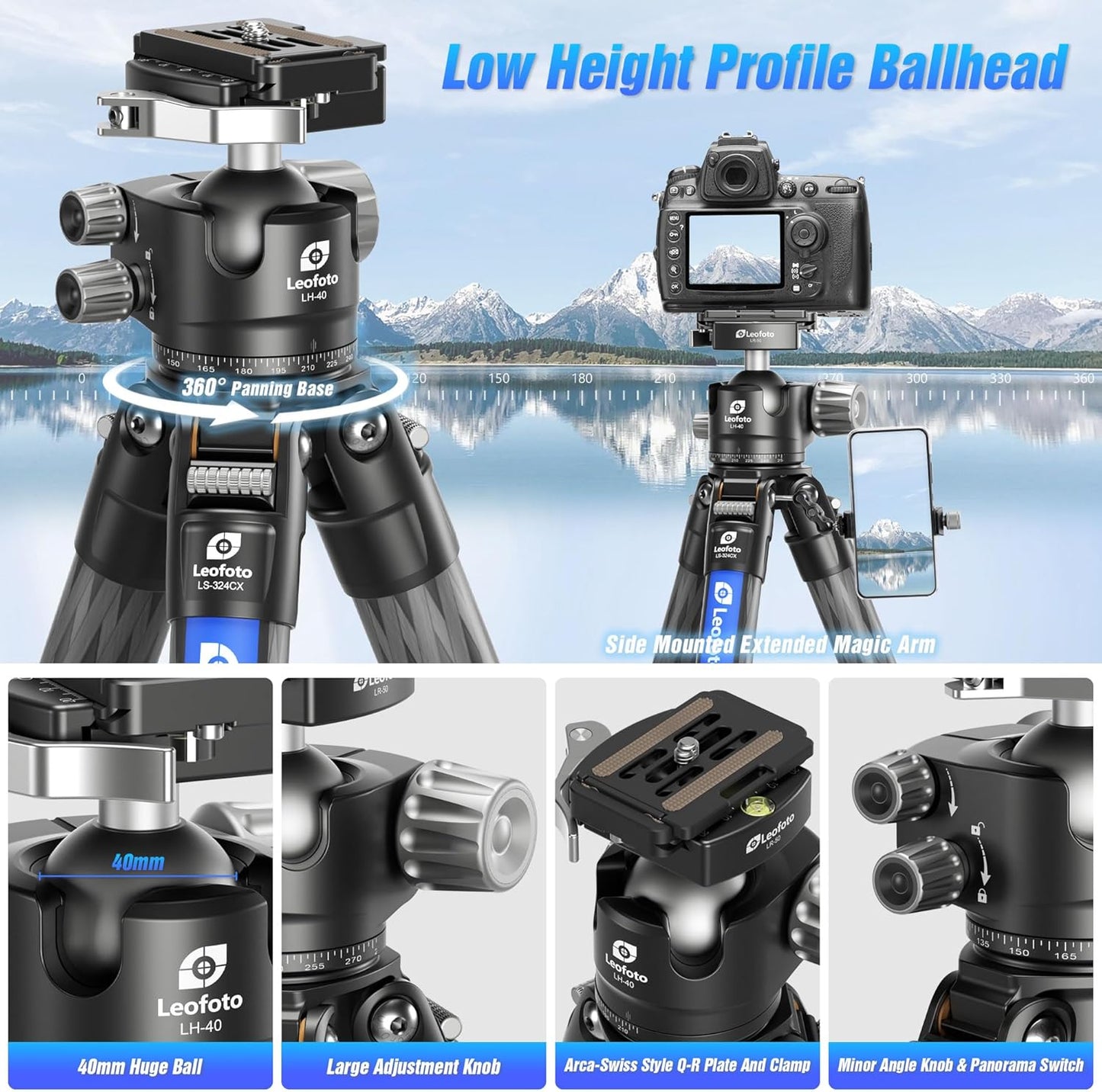 71" Carbon Fiber Travel Tripod with 360° Ball Head Set, 4 Leg Sections Lightweight Tripod with Center Column for DSLR Camera, Quick Release Plate, Max Load 15kg/33.07lb