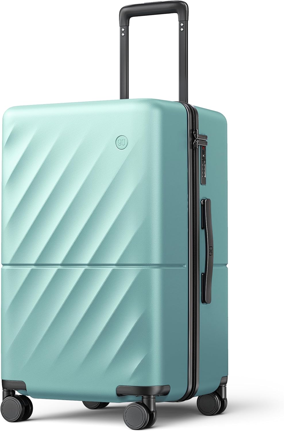 Trunk Luggage 22 Inch, Small Checked Luggage with Double Spinner Wheels, Anti-Burst Zipper, Hard Case PC Suitcase, Lightweight Travel Luggage, TSA Approved (Crystal Green, Hudson)