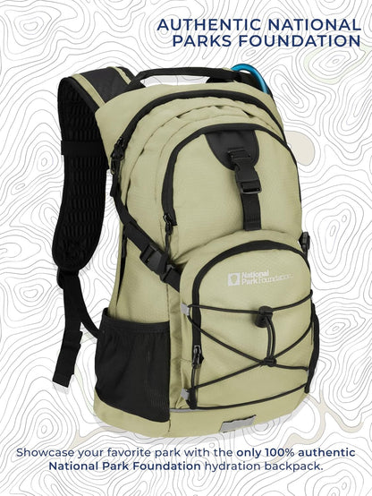 National Park Foundation 18L Hydration Backpack with 2 Liter Hydro Water Bladder Bag, Lightweight Daypack for Cycling, Hiking, Running, Climbing, for Men Women Kids