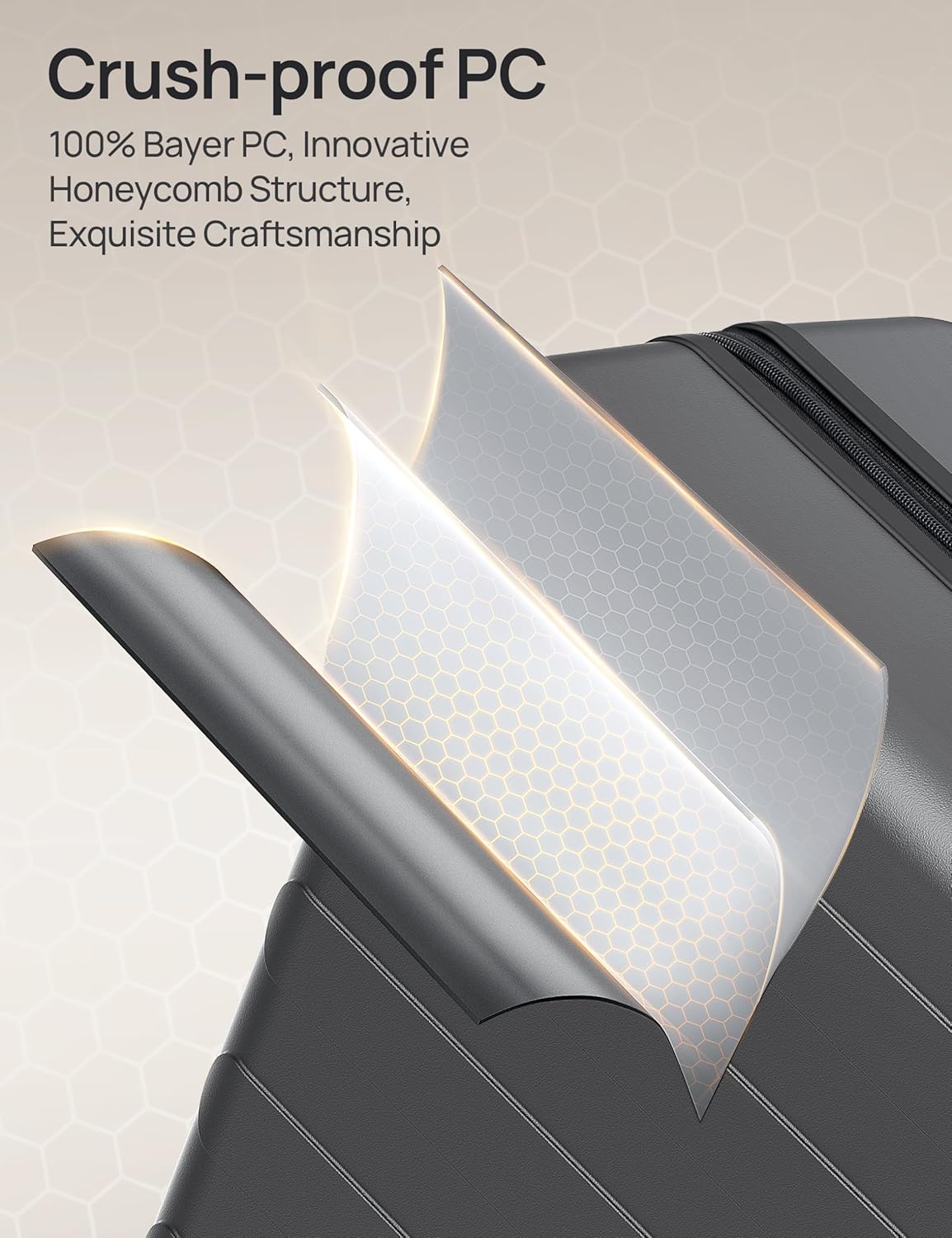 NINETYGO Carry On Luggage 22x14x9 Airline Approved, 20 Inch Luggage with Smooth Spinner Wheels, Expandable, Hard Shell PC Suitcase, Lightweight Travel Luggage, TSA Approved (Black, Rhine Max1.0)