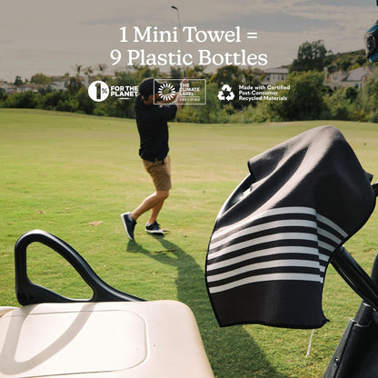 Nomadix Mini Towel - Perfect for The Gym, Biking, Hiking, Golf, & More - Made with Recycled Materials - Super Absorbent - Quick Dry - Sand Resistant - Poolside Black - 40x16 in