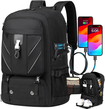 18.4 Inch Large Travel Backpack with Shoe Compartment,80L Water Resistant Anti Theft Backpacks with USB Charging Port,Carry on Flight Approved Laptop Bag Multiple Backpack (Fits above 5.91 ft height)
