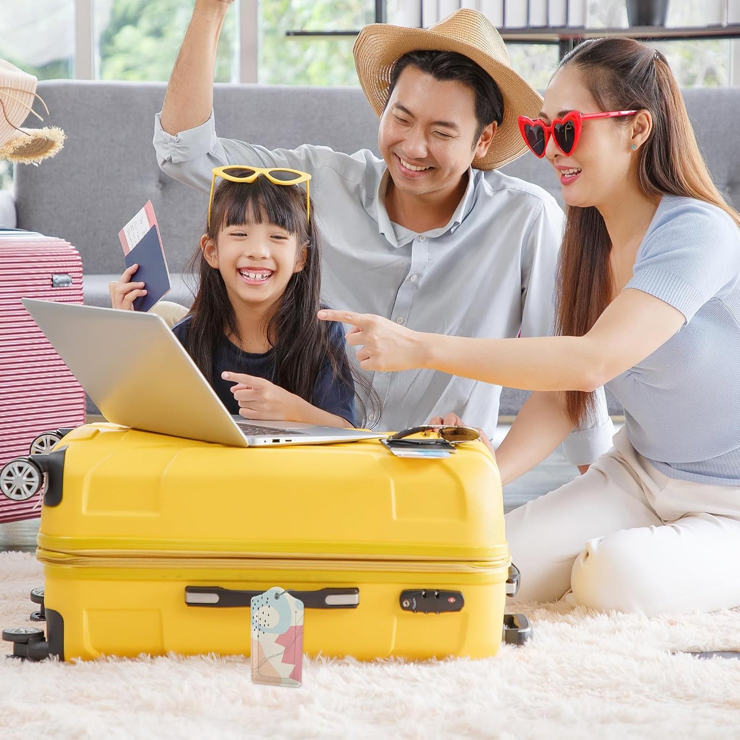 Abstract Lines and Curves 2 Pack Luggage Tag for Suitcase, Cute Unique Leather Bag Tags Identifiers Privacy Cover ID Label with Durable Steel Loop for Women Men Kids Girls Travel