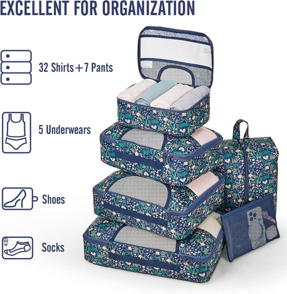 Veken 8 Set Packing Cubes for Travel Essentials, Suitcase Organizer Bags in 4 Sizes, Carry-On Luggage Accessories with Large Laundry & Hanging Toiletry Bag, Must-Have for Airplane, Road Trip & Camping