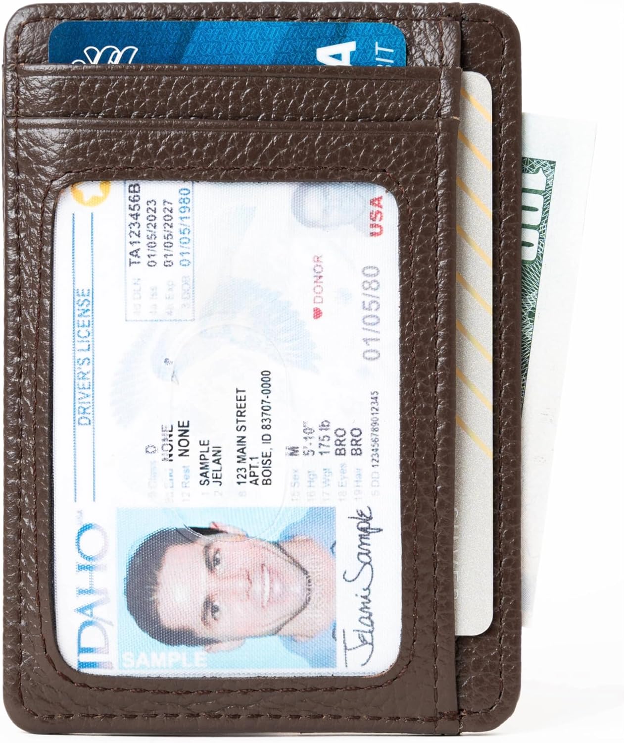 KARAKORAM Vertical Handcrafted Premium Leather Front Pocket Credit Card Holder with RIFD Protection | Artisan Made Slim Leather Wallet | Finger Glide Slots for Cards and ID (Wildwood Espresso)