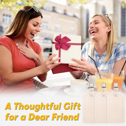 3 Pack Luggage Tags for Suitcases, TSA Approved Bag Tags, Baggage Tags with Privacy Protection, Travel Essentials Luggage Accessories, Ivory