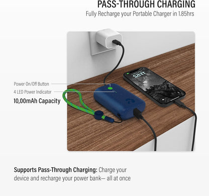 Nimble Champ Portable Charger, 10,000mAh Power Bank Fast Charging, 20W Dual USB-C Battery Pack with Cable, Travel Essential Power Bank for iPhone Laptops Galaxy Tablet Pixel iPad Macbook Kindle Airpod