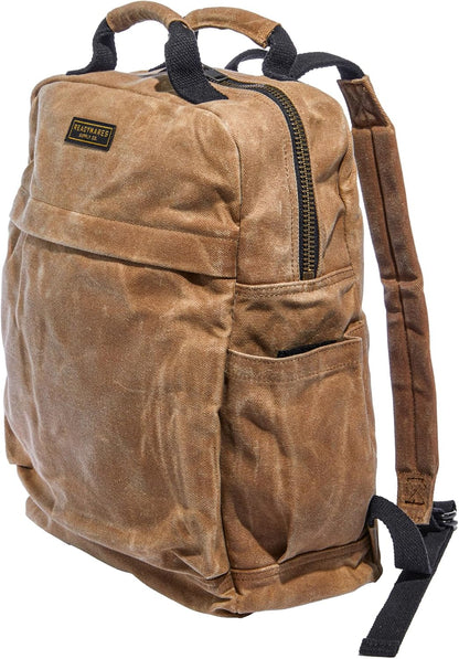 Waxed Canvas Backpack – Durable Rucksack with Laptop Sleeve – Water-Resistant Travel Bag for Work, Commute, School, or Outdoor Use