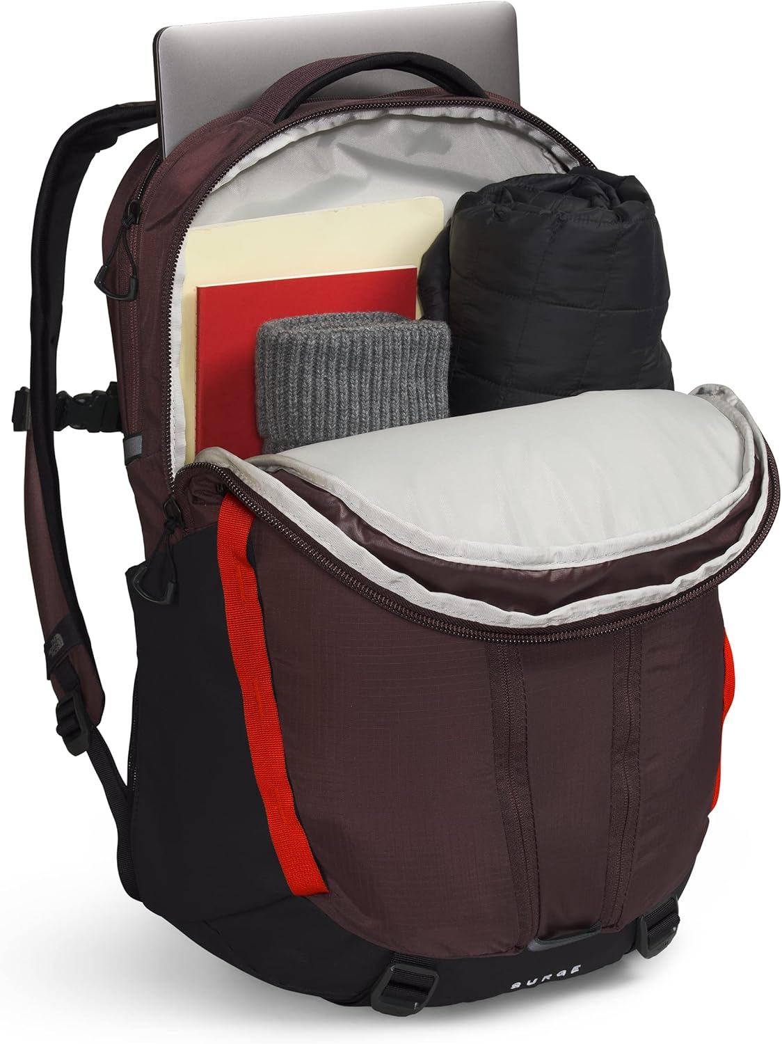 The North Face Surge Commuter Laptop Backpack, Coal Brown/Fiery Red/TNF Black, One Size