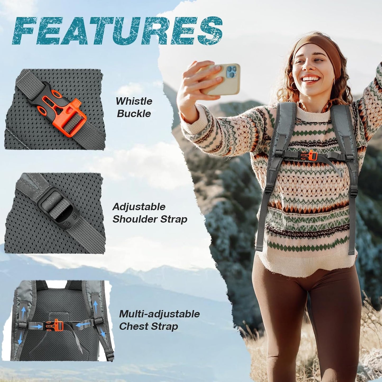 G4Free Packable Hiking Backpack 20L Lightweight Foldable Travel Daypack with Thickened Back Panel for Men Women(Grey)