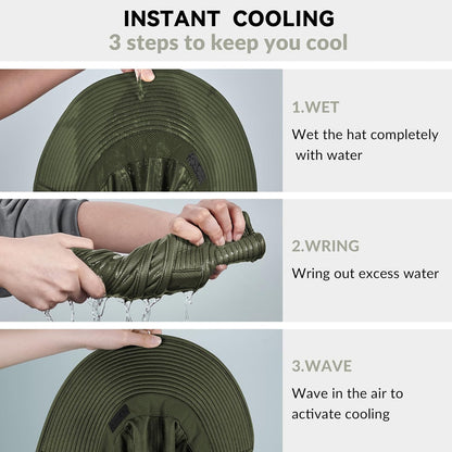 Sukeen Cooling Sun Hat for Men Women UPF50+ Wide Brim Fishing Hat with Neck Flap Adjustable Foldable Bucket Hat for Hiking