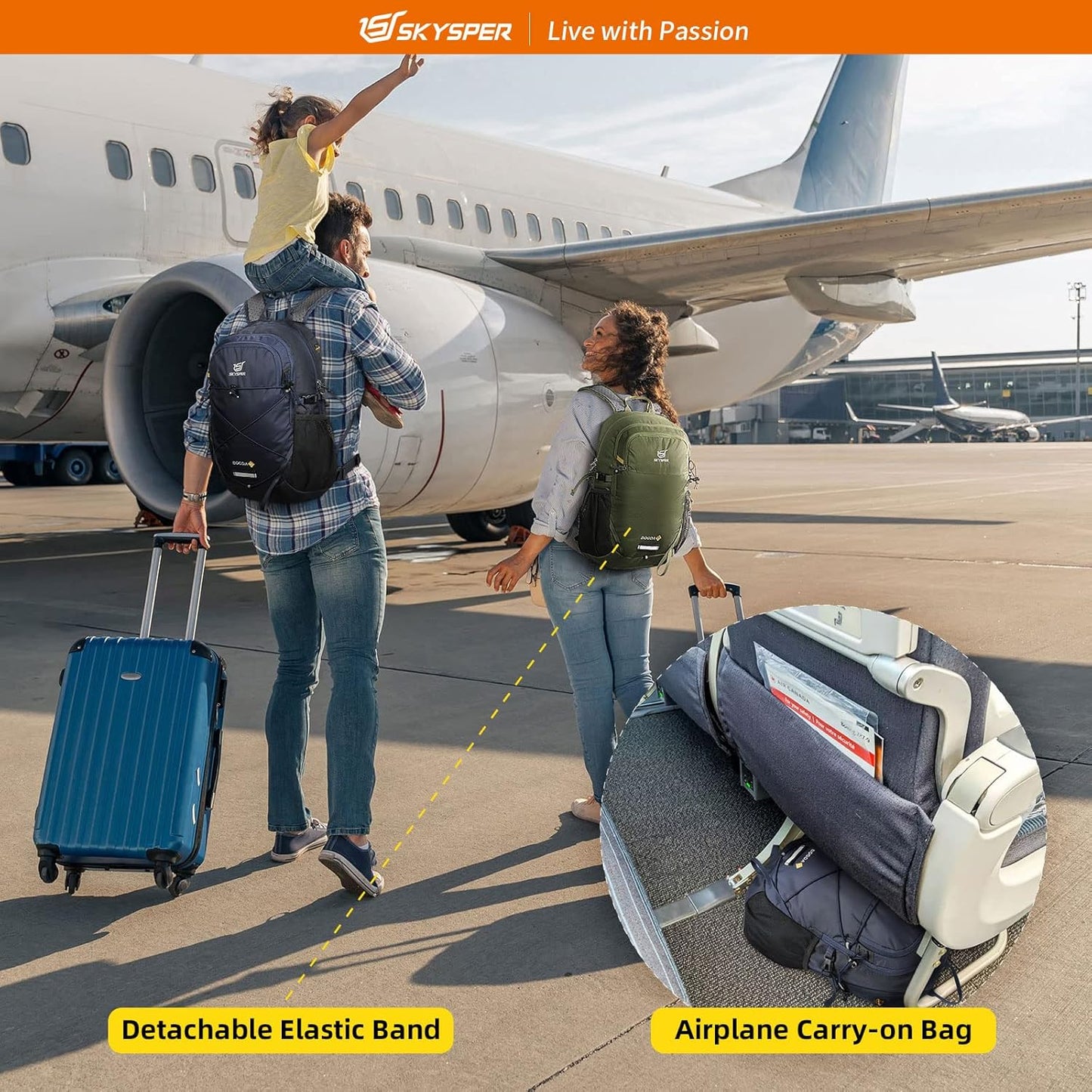 SKYSPER Small Hiking Daypack, 20L Lightweight Travel Backpacks Day Hike Pack with Waist Strap for Women Men