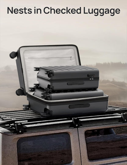 Carry on Luggage 22 X 14 X 9 Airline Approved, 20 Inch Luggage for 3-5 Days Travel, Double Spinner Wheels, 100% Hardshell PC, TSA Lock (00-Black (Expandable), Checked 28-Inch)