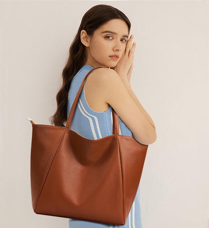 KALIDI Large Tote Bag Vegan Leather Casual Zipper Work Bag Weekender Hobo for Women 23L Oversize Shoulder Travel Purse