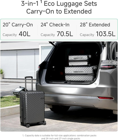 LUGGEX Luggage with Spinner Wheels, Polycarbonate Expandable Hard Shell Suitcase