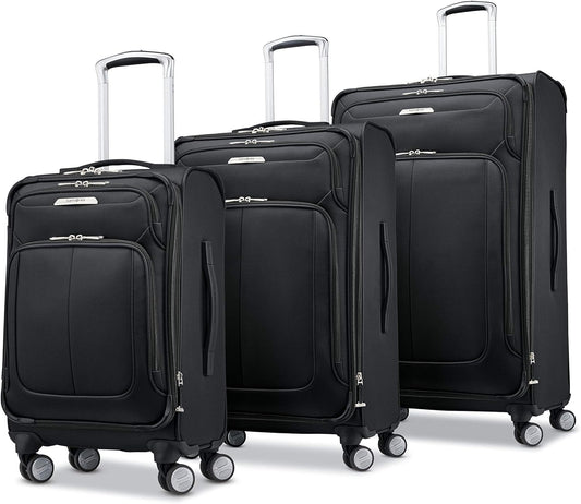 Samsonite Solyte DLX Softside Expandable Luggage with Spinner Wheels, Midnight Black, 3-Piece Set (20/25/29)
