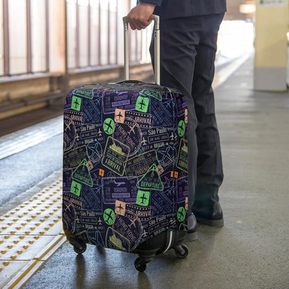 HYPER VENTURE Washable Luggage Cover - Fashion Suitcase Protector Fits 27-30 Inch Luggage (Urban Passport, L)