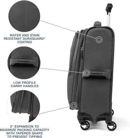 Travelpro Maxlite 5 Softside Expandable Carry on Luggage with 4 Spinner Wheels, Lightweight Suitcase, Men and Women, Shadow Grey, Compact Carry on 20-Inch