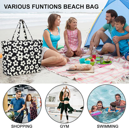 Waterproof Beach Tote Pool Bags for Women Ladies Extra Large Gym Tote Carry On Bag With Wet Compartment for Weekender Travel