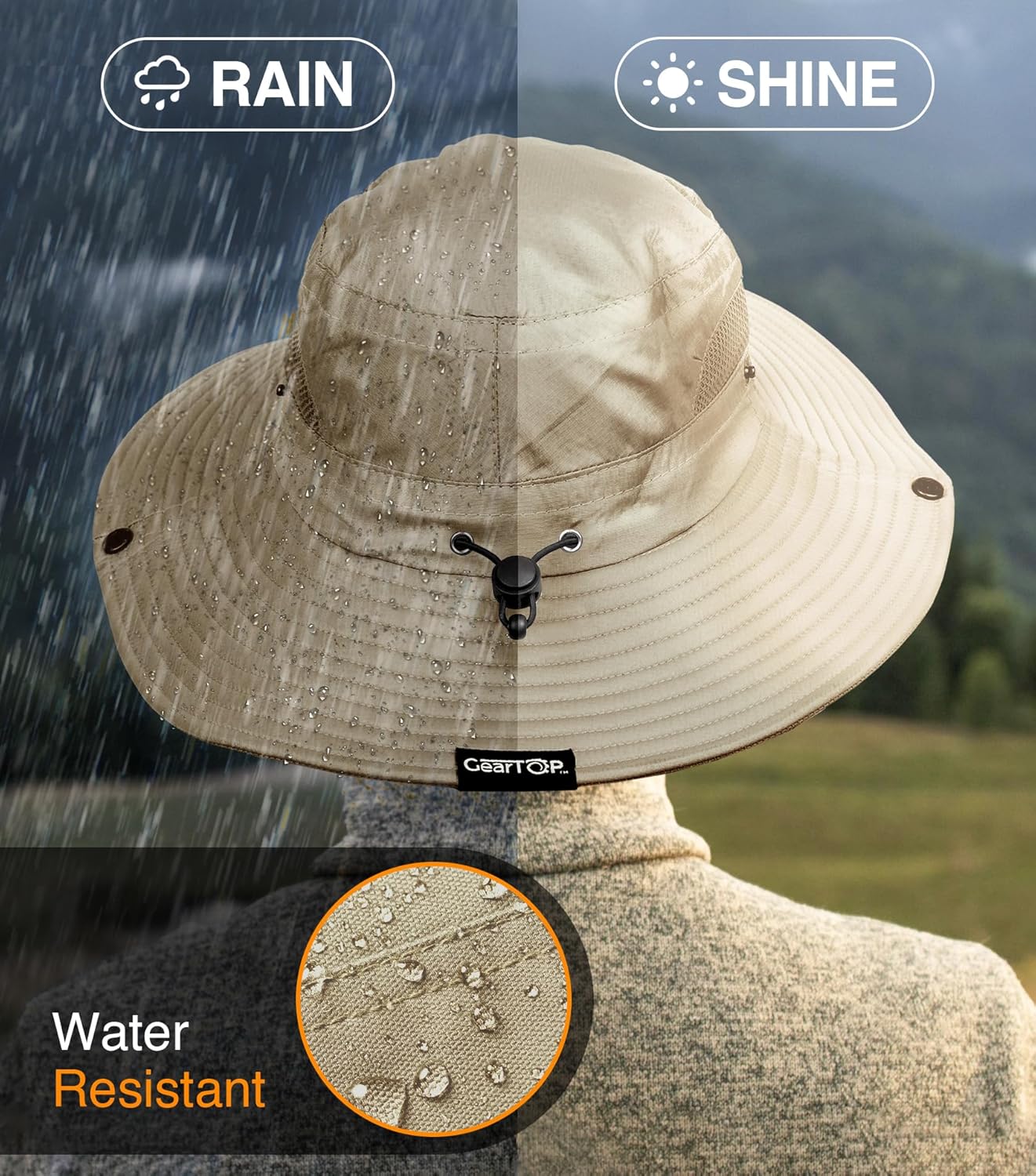 GearTOP Safari Sun Hat for Men and Sun Hats for Women UV Protection UPF 50+ Hiking, Gardening, Fishing