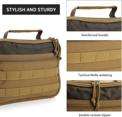 SUNRISING Toiletry Bag for Men Hanging Travel Toiletries Organizer Dopp Kit Toiletry Bags Shaving Hygiene Bag, Durable Bathroom Essentials Men's Toiletry Bag for Short Trips & Camping - Khaki