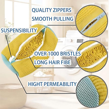 mcdhhemoShoe Washing Machine Bag, Sneaker Laundry Shoe Bag for Washer and Dryer, Durable Mesh Laundry Bags for Delicates Shoes Washing Bag with Side Zip, Reusable Shoe Bag for Gym Shoes(Yellow） (1)