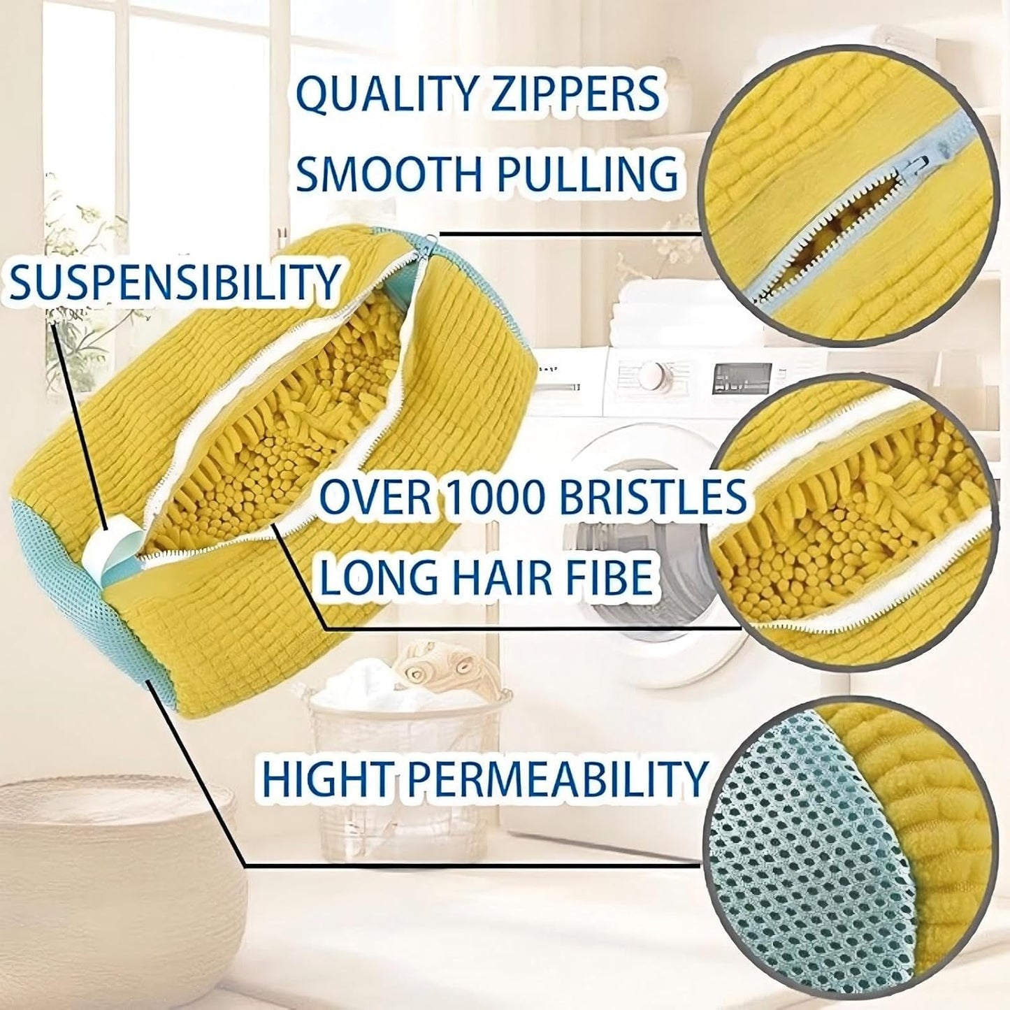 Shoe Cleaning Bag, Washing Machine Shoe Bag, Reusable Sneaker Cleaning Bag, Suitable for Washing Machines and Dryers, Shoe Cleaning Bag with Side Zipper and Hanging Cord (2-Pack, Gray)