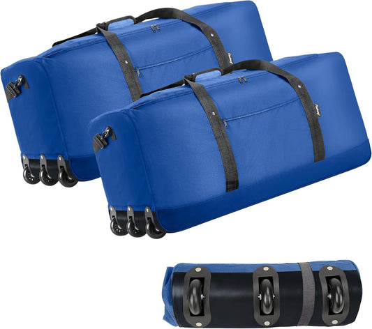 Finnhomy 120L Foldable Rolling Duffel Bag with 3 Wheels, Light Weight Travel Duffel bag with Large Loading Capacity, 32 inch Rolling Duffel bag with Shoulder Strap for Travel Camping Sports