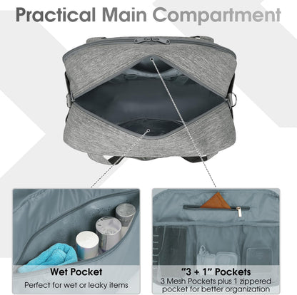 Narwey 18" Carry on Bag with Laptop Compartment 14 Inch Travel Duffel Bag for Spirit Airlines Personal Item Bag Overnight Weekender Bags with Wet Pocket for Women and Men (Grey)