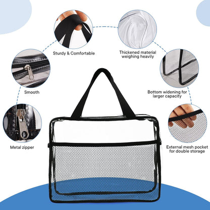 XEWEA Clear Travel Toiletry Bags & Small Electronic Accessories Organizer Case, 6 PCS TSA Approved Transparent Makeup Bag for Women Men, Waterproof PVC Quart Pouch with Zipper for Airline Essentials