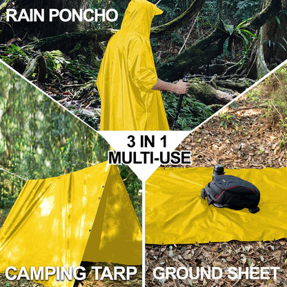 salamra Hooded Rain Poncho Waterproof Raincoat Jacket for Men/Women/Adults with Pocket