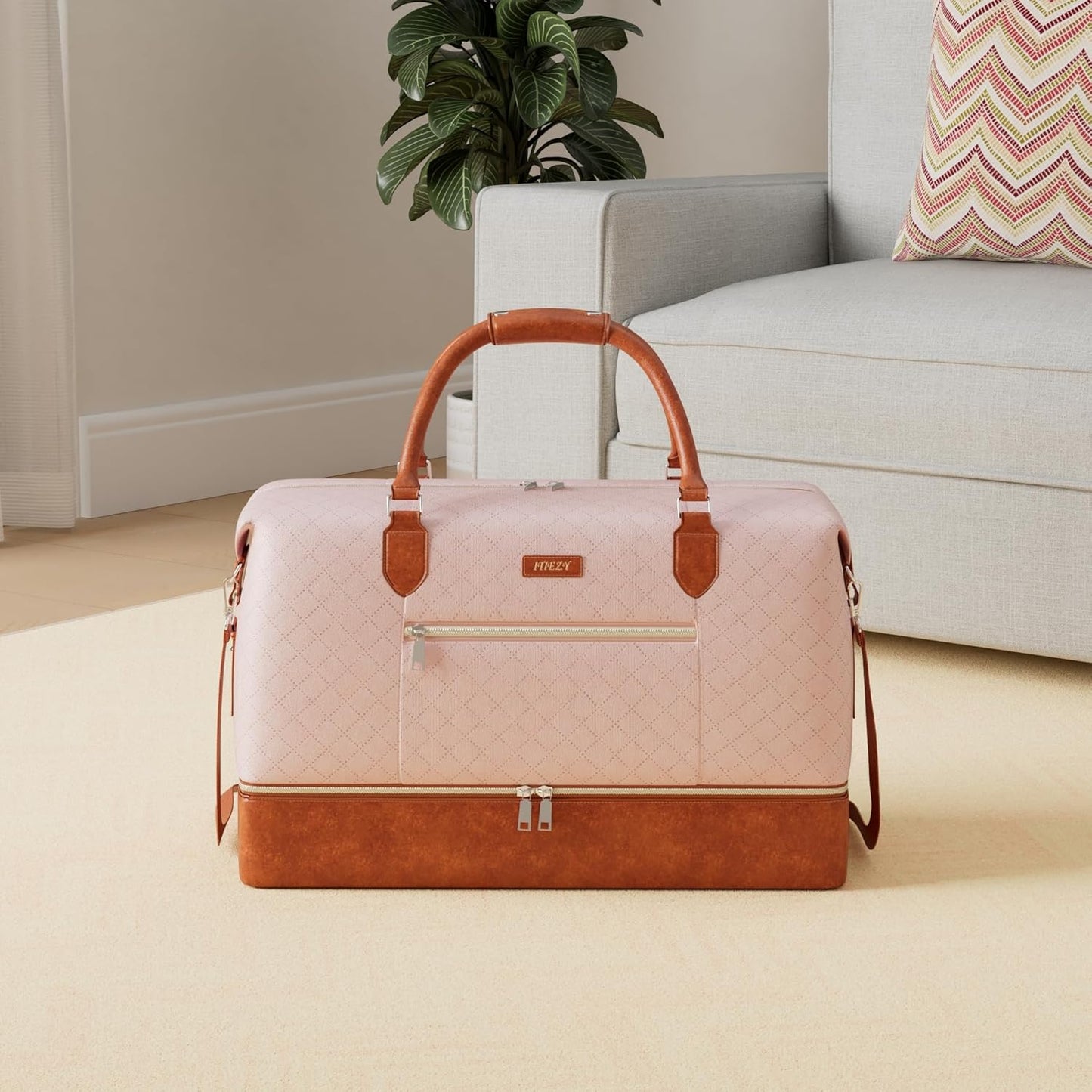 Weekender Bag for Women, Travel Duffel Bag Carry On Overnight Bag with Shoe Compartment Large Nylon Travel Weekend Tote Bag