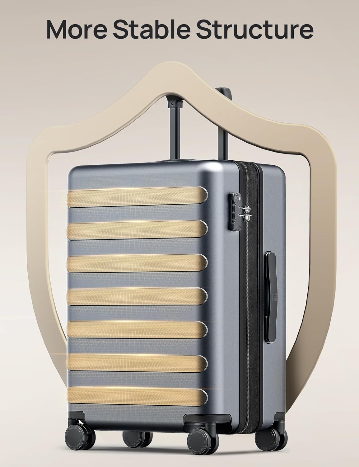 Carry on Luggage 22 X 14 X 9 Airline Approved, 20 Inch Luggage for 3-5 Days Travel, Double Spinner Wheels, 100% Hardshell PC, TSA Lock (00-Grey (Expandable), Set 2PCS (20-Inch/28-Inch))