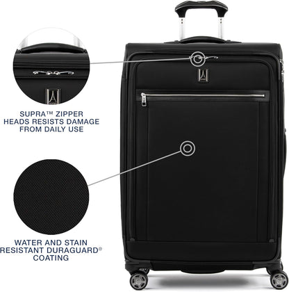 Travelpro Platinum Elite Softside Expandable Checked Luggage, 8 Wheel Spinner Large Suitcase, TSA Lock, Men and Women, Shadow Black, Checked Large 29-Inch