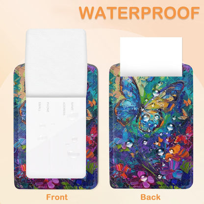 Abstract Colorful Butterfly 3 PCS PU Leather Luggage Tags for Suitcase, Luggage Tag with Privacy Flap, Name ID Label and Metal Loop for Women Men Baggage Handbag School Bag Backpack