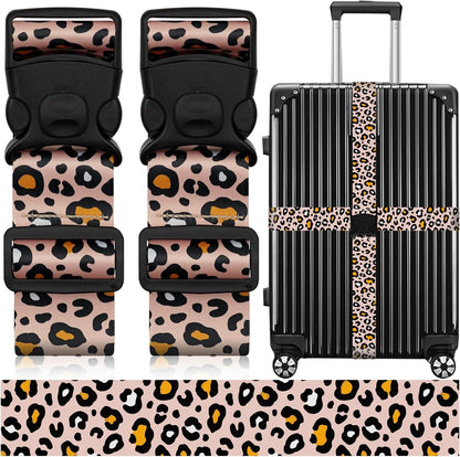 2 Pack Luggage Straps for Suitcases, Adjustable Travel Belt with Double Lock and Quick Release Buckle, Heavy Duty Nylon Bag Packing Strap, Bright Identifiers Business Travel Accessories-Beige Eggs