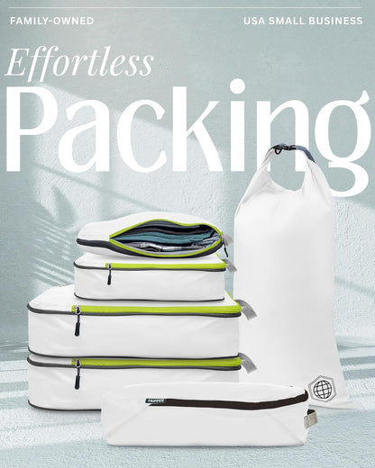 Compression Packing Cubes Set for Travel - Lightweight, Durable Clothes Organizer for Carry-On Luggage and Suitcases by TRIPPED Travel Gear