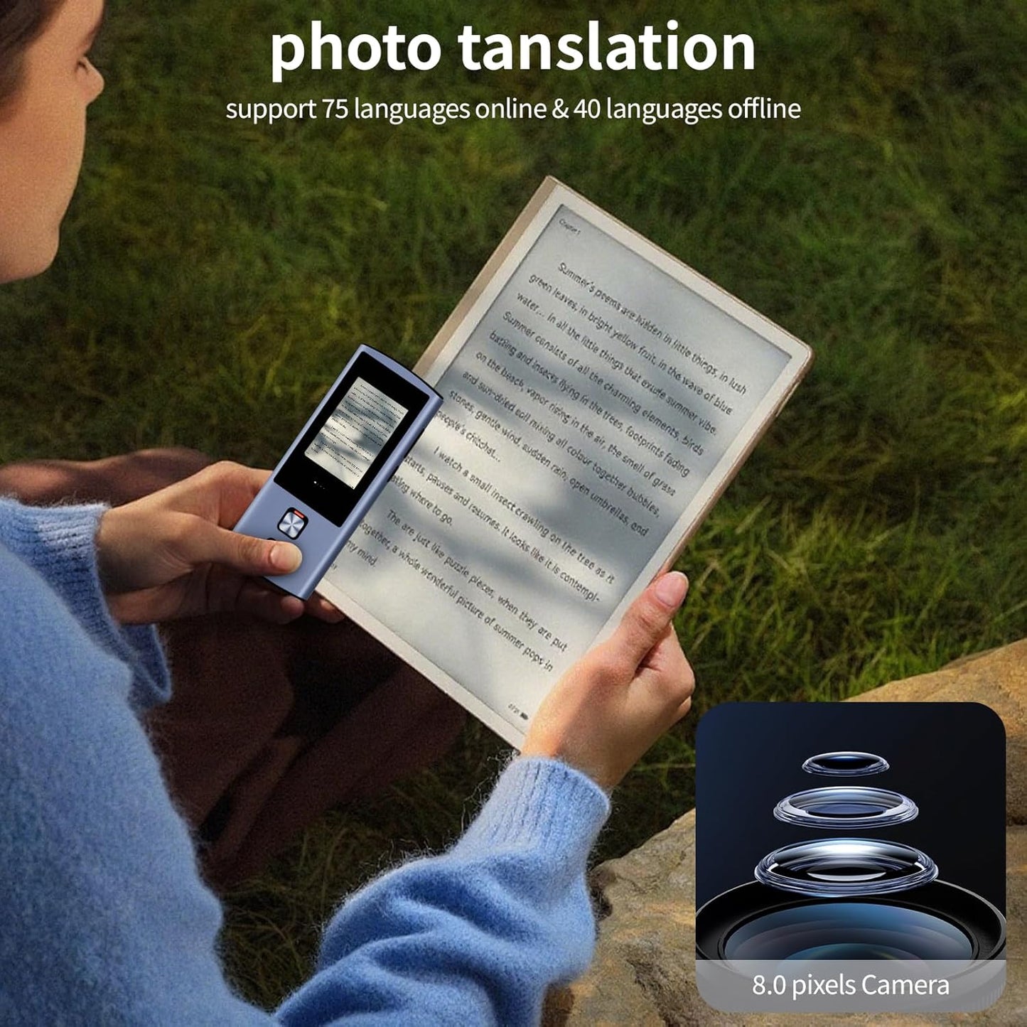 Language Translator Device, 159 Languages, 2025 AI Pocket Offline Instant Voice Translator, English to Spanish Translator Device, Communication Translation Device for Business Travel Study