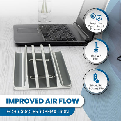 Multiple Laptop Holder Adjustable Laptop Stand Holds 5 Devices, Fits All MacBooks Laptops Tablets and Mobiles (up to 17.3'), Closed Upright Vertical Laptop Stand for Desk