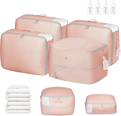 DIMJ Comforter Storage Bag 4 Pack - Blanket Storage Organizer Compression Bags, Large Capacity Ultra Space Saving Self Compression Organize for Bedding, Pillow, Duvet, Sheet Storage with Zipper Window
