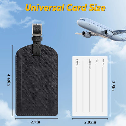 3 Pack Luggage Tags for Suitcases, TSA Approved Bag Tags, Baggage Tags with Privacy Protection, Travel Essentials Luggage Accessories, Black