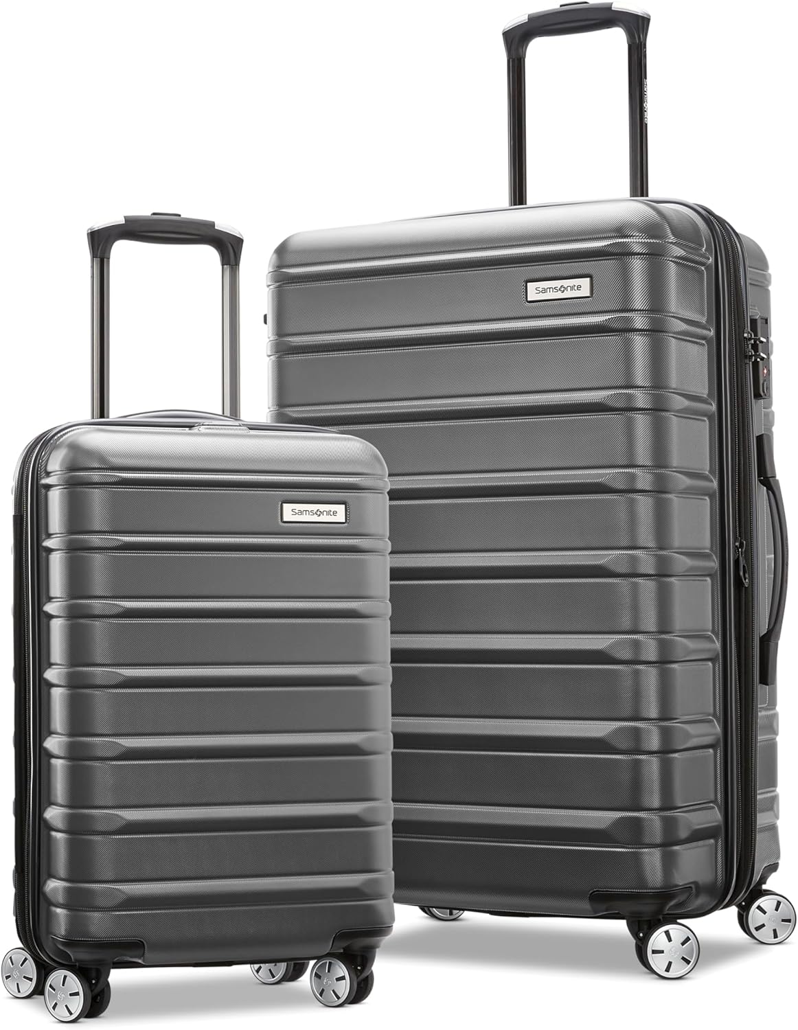 Samsonite Omni 2 Hardside Expandable Luggage with Spinner Wheels, 2-Piece Set (19/24), SOLID CHARCOAL