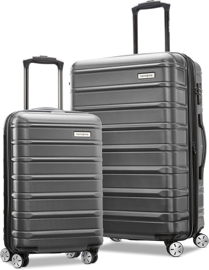 Samsonite Omni 2 Hardside Expandable Luggage with Spinner Wheels, 2-Piece Set (19/24), SOLID CHARCOAL