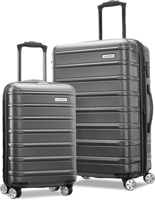 Samsonite Omni 2 Hardside Expandable Luggage with Spinner Wheels, 2-Piece Set (19/24), SOLID CHARCOAL