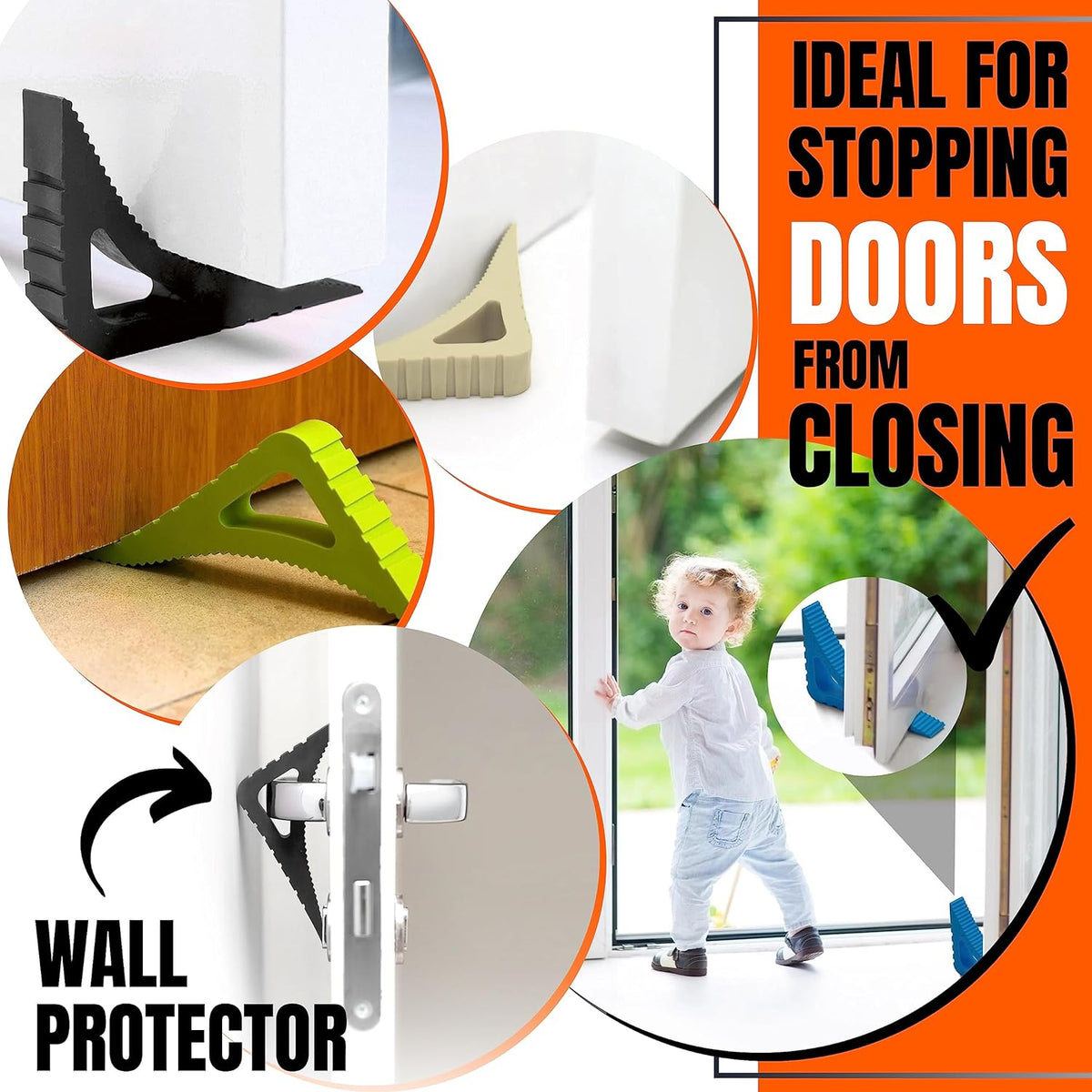 Door Stopper & Window Stopper, Rubber Door Stop Flexible, Door Wedge Stopper Award Winning, Decorative Door Stoppers for Bottom of Door Security, Colorful Doorstop Large Door Stopper Wedge